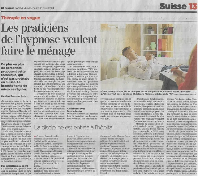 Article du 24 heures sur la démarche de l'APH
