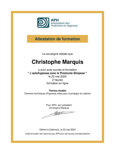 Vignette du certificat