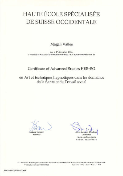 CAS Art et Techniques hypnotiques