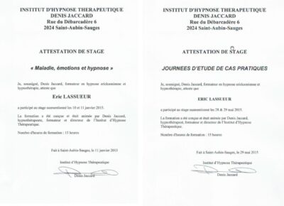 Stage Denis Jaccard - Maladie-émotion-hypnose + cas pratiques
