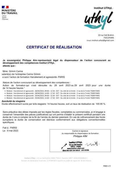 Vignette du certificat
