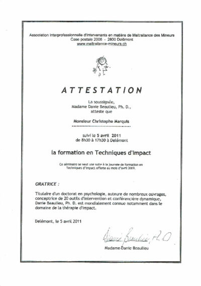 Vignette du certificat