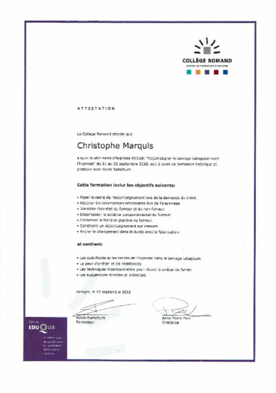 Vignette du certificat