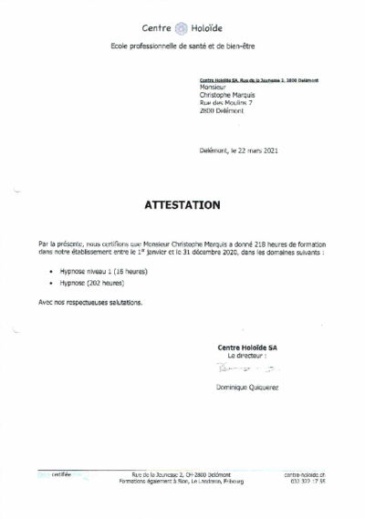 Vignette du certificat