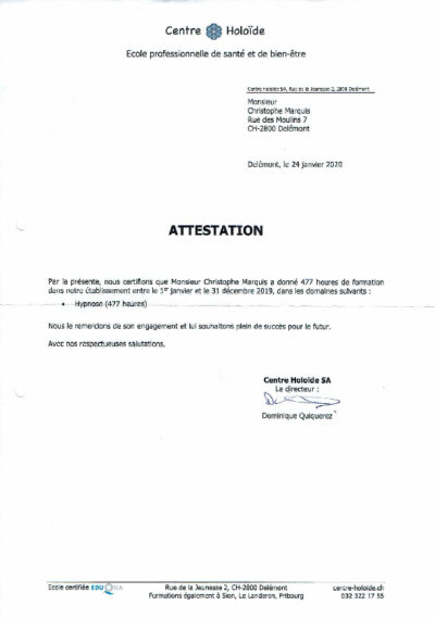 Vignette du certificat