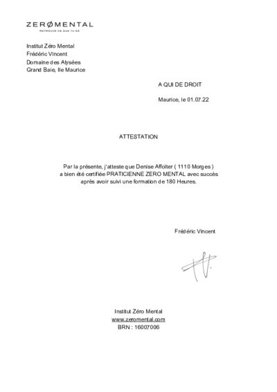 Vignette du certificat