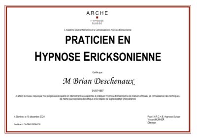Certificat de Praticien en Hypnose Ericksonienne